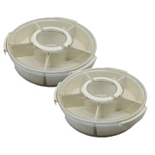 2pcs Divided Serving Tray with Lid & Handle – Snack Box, Charcuterie, Veggie, Fruit, Taco, Movie Night, Travel, Picnic – Compatible with Standard