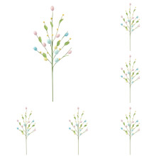 6PC Spring Easter Floral Stems, Artificial Berry Picks with Pastel Eggs for Vase Filler, Centerpiece, Wreath & Home Decor (B)