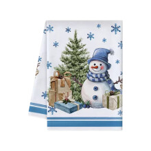 Winter Wonderland Dish Towels,Blue Snow Man Forest Kitchen Towels,24x16 Inch Hand Towels for Christmas,Winter Decor