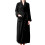Women's Terry Cloth Bathrobe Black Double Pockets 2