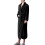 Women's Terry Cloth Bathrobe Black Double Pockets 3