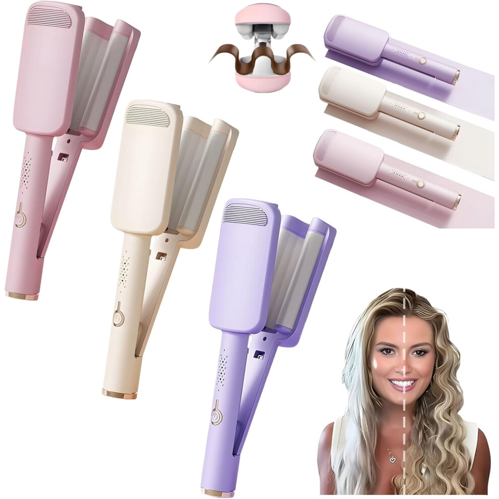 Hair Waver Crimper with 3 Ceramic Barrels 1.25 inch