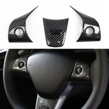Carbon Fiber Steering Wheel Cover Trim for Tesla Model 3