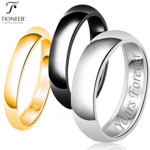 Alliance en acier inoxydable 316L plaqué argent/or 14 carats/noir IP, bague de promesse, confort optimal, largeur 3 à 10 mm, gravure « Pour
