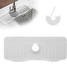 Tapis de robinet et d'égouttage HKUKY pour évier - Nouvelle version 2024 - Tapis de robinet pour évier de cuisine, protection anti-éclaboussures,