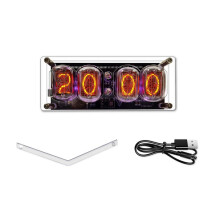 Reloj de Tubo Luminoso In-12, Reloj Retro de Tubo Nixie de 4 Dígitos con Luz RGB de Colores, 5 V CC, USB, para Escritorio y Decoración de