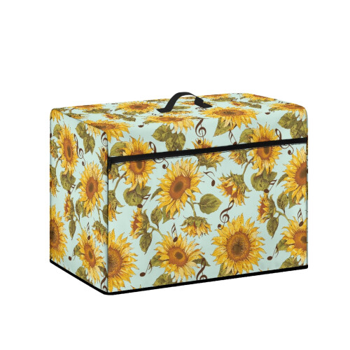 Sunflower Musical Note Sewing Machine Cover with Handle for