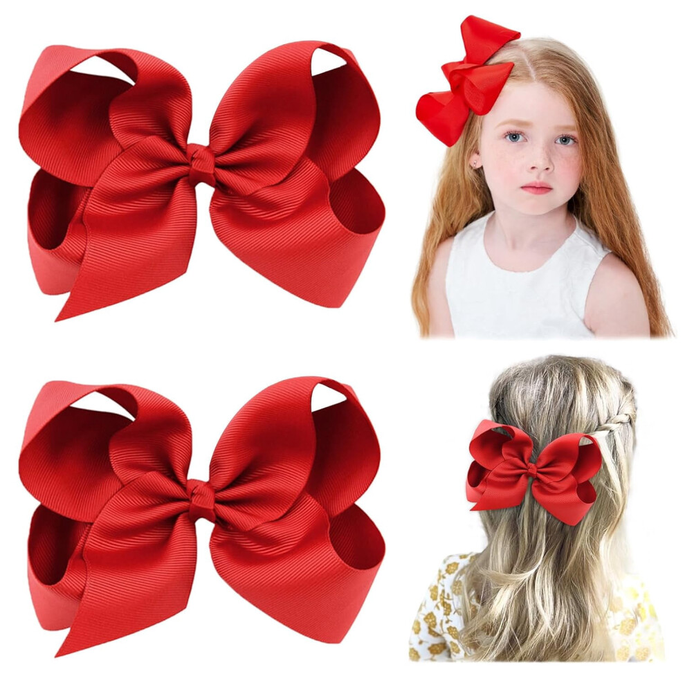 Big Hair Bows for Girls with Alligator Clips White 2 PCS