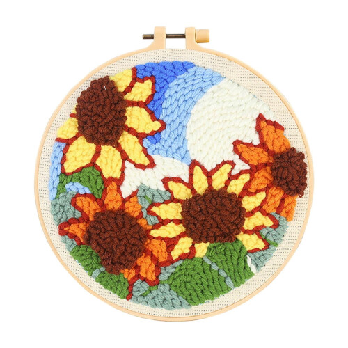 Punch Needle Embroidery Kit Flower Design 8 inch