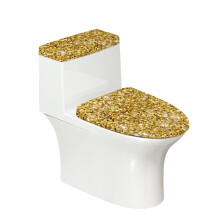 Polyester toilet seat protector with gold texture and
