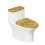 Polyester toilet seat protector with gold texture and 1