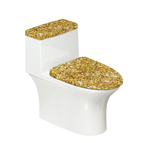 Polyester toilet seat protector with gold texture and