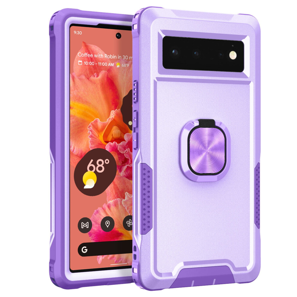 Google Pixel 6 Case With Finger Ring Kickstand Purple 971050430799