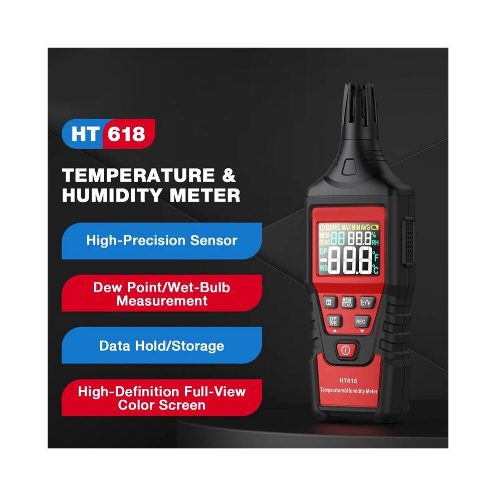 Digital Psychrometer Thermometer Hygrometer With Backlight Temperature And Humidity Meter With Dew Point 6031077408592