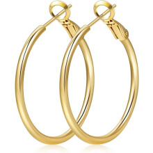Gold Hoop Earrings for Women, 14k Gold Plated Thin Hoops with 925 Sterling Silver Post