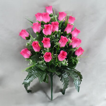 Cemetery Silk Flower Arrangement UV-Resistant Red Lilies