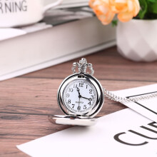 Vintage Alloy Pocket Watch Necklace Silver 1.67 in