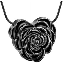 Rose Flower Cremation Urn Necklace Heart Pendant 1