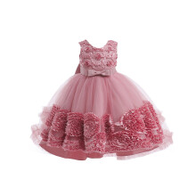 Girls' Sleeveless Pink Tulle Christmas Dress for Ages 5-6