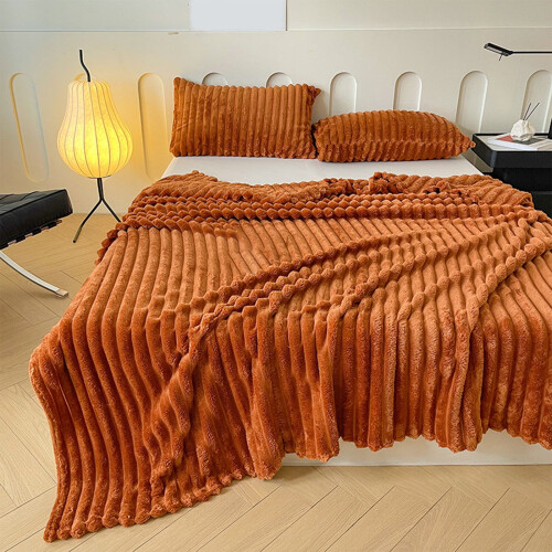 Couverture en flanelle rayée en microfibre douce 80 x 80 pouces