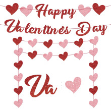 Valentine's Day Heart-Shaped Pull Flag Banner, "Happy Valentine's", 1pc – Compatible with Romantic Events & Proposals