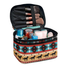 Travel Makeup Cosmetic Case Organizer Polyester 8.86 x 6.5 x 5.9 Inches Fold Flat for Traveling Women Horse Totem