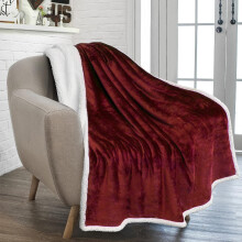 Sherpa Fleece Throw Blanket Navy Blue 50x60 Inches