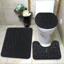 Juego de alfombras de baño antideslizantes, absorbentes y lavables de 3 piezas