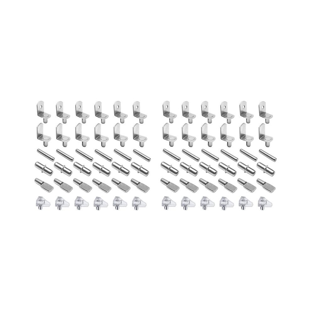 144Pcs Shelf Pegs Support Kit, 6 Styles Shelf Pins, Nickel Plated Cabinet Shelf Pegs For Shelves Bookcase Bookshelf Pegs 6033101448406