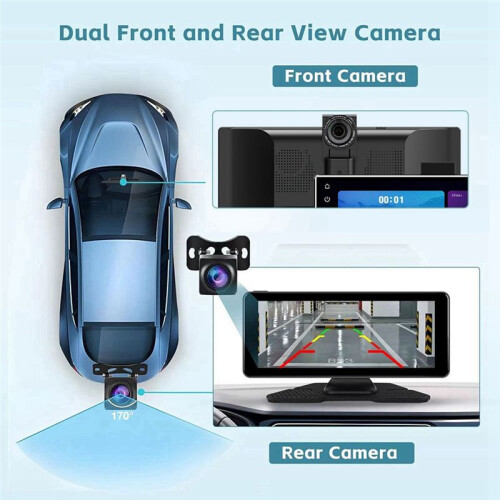 11,26 Polegadas Dash Cam Wireless Carplay e Android Auto Car WiFi GPS Navigation Câmera Traseira Gravador de Vídeo 2