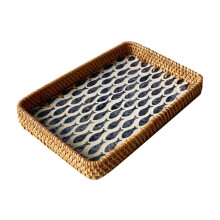 Rattan Seashell Tray for Home Decor – Coastal Storage Organizer, Coffee Table Centerpiece & Boho Serving Platter