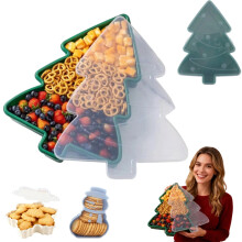 Festive Christmas Tree/Snowman/Snowflake Food Container - 1.2-1.8 Gal Lidded Storage (Tree)