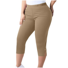 SYMOID Women's Khaki Capris for Petite & Plus Size (4XL), Stretch Yoga Pants, Comfortable Fit, Casual & Yoga Wear