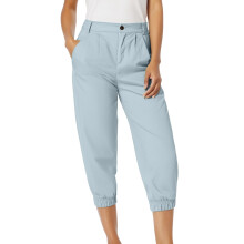 Women's Light Blue Casual Capri Pants with Pockets Size 3XL