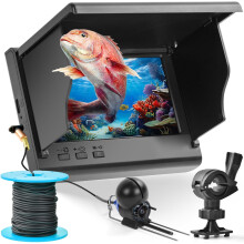 Underwater Fishing Camera, Fish Finder, Infrared Night Vision, Wide Angle, IP65 Waterproof, with 4.3 Inch IPS Display, for Ice, River and Boat
