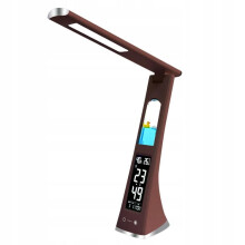 Foldable desk lamp LED night light with LCD screen in brown with a motif