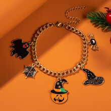 Halloween Bracelet Ghost Pumpkin Charm Stretch Beaded for