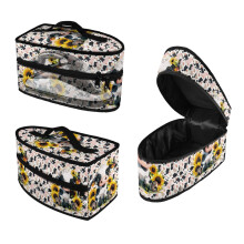 Cow and Sunflower Pattern Iron Carrier Bag Polyester with Handle Garment Steamer Box Travel Steamer Holder Home Textile Storage, Bag Only