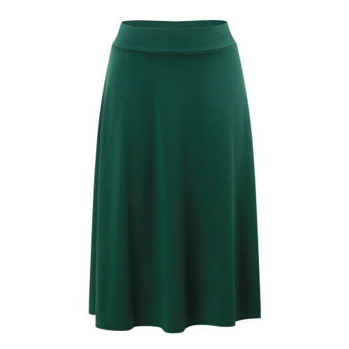 Dame Ensfarvet Flare Midi Nederdel Let Pull-On XXL 2