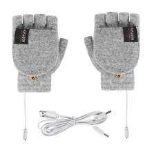 Unisex USB Rechargeable Heated Fingerless Gloves, Dual-Sided Heating & Thermostatic Control – 1 Pair (Compatible with USB)