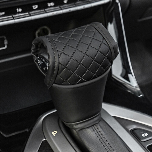 Car Gear Shift Cover PU Leather Black