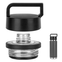 Water Bottle Lid with Handle Compatible with YETI Rambler Bottle 18oz/26oz/36oz/46oz/64oz Chug Cap, Water Bottle Chug Replacement Cap Lid (Black)