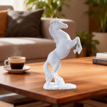 Horse Figurines, Resin Standing Horse Statue, Horse Sculpture for Home Office Table Shelf Desk Decor, Attract Luck and Wealth, 13.2", White