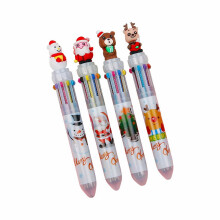 1 PC Christmas Ballpoint Pen, 6-Color Retractable Cartoon Pen, Creative Press Pen for Office, Birthday & Holiday Gift