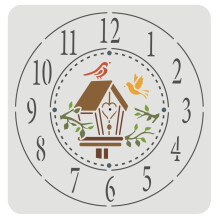 Reusable Clock Stencil 30x30cm Branches Bird House Numbers