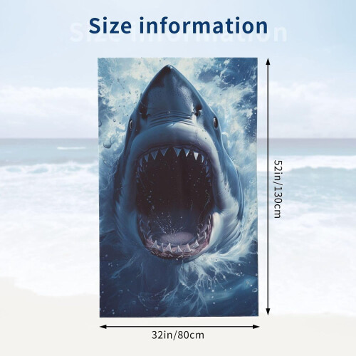 Shark Beach Towel Microfiber 52x32 Inch 2