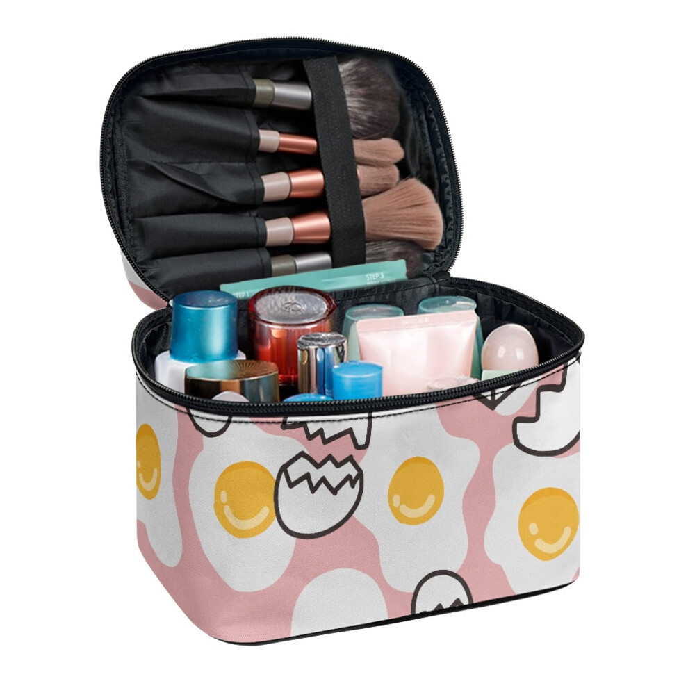 Cosmetic Bag Egg Pattern Portable Wide-Open Pouch