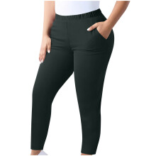 Plus Size Womens Pants Dark Gray - Elastic Waist Ankle-Length Lounge & Casual Pull-On Pants with Pockets,Size L