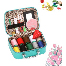 Wondolla Portable Sewing Kit in Faux Leather Case with Steel Needles – DIY Hand Craft Set for Craft Lovers