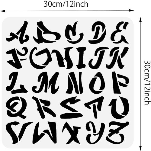 Graffiti Letters Stencil Reusable 12x12 Inch 2